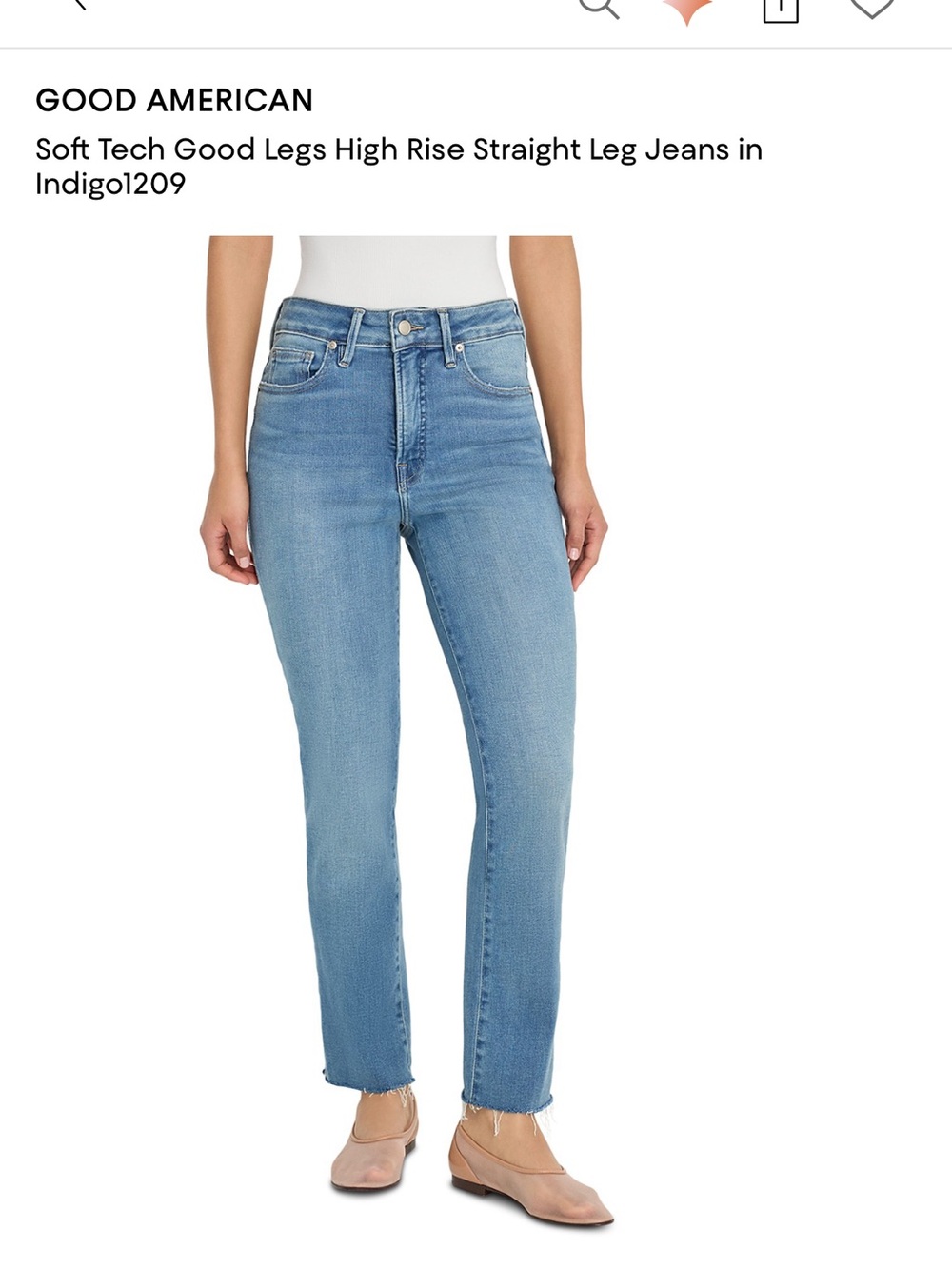 GOOD AMERICAN
Soft Tech Good Legs High Rise Straight Leg Jeans Indigo1209 Size 2